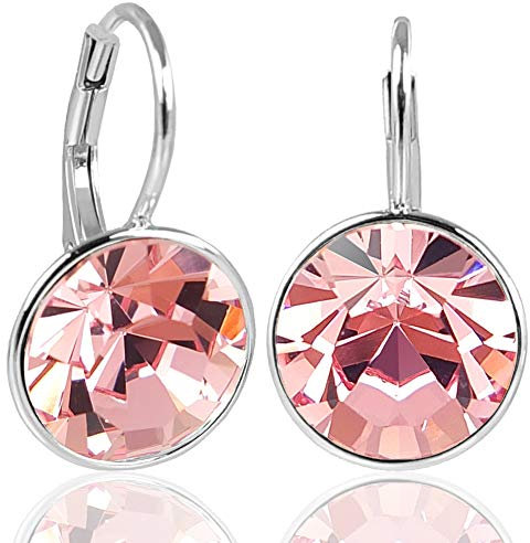 NOBEL SCHMUCK Silber-Ohrringe Rosa hochwertige Kristalle 925 Silver Light Rose