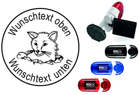 Geocachingstempel Fuchs - mit persönlichem Namen - Ø 24 mm