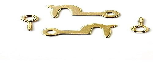 Merriway BH02305 EB Picture Frame Side Hooks and Eyes, 32 mm (1.1/4 inch) Brass Plated , Pack of 2 Pair