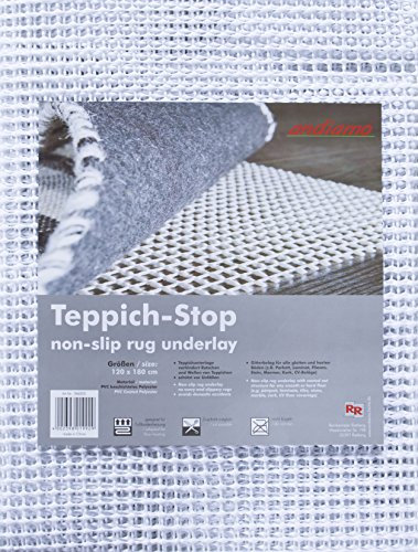 andiamo Stop Base Antiscivolo per tappeti, Poliestere Rivestito in PVC, Bianco, 120 x 180 cm, 2 unità