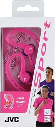 JVC HA-ECX20 Auriculares Deportivos Inalámbricos. Cascos con Enganche de Clip Ajustable. Resistentes a Salpicaduras y Sudor. hasta 4 Horas de Escucha con Batería Recargable Incorporada. Color Rosa.
