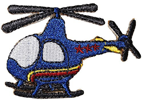 alles-meine.de GmbH Bügelbild - Helikopter/Flugzeug - blau - 6,5 cm * 4,3 cm - Aufnäher Applikation - Kinder Jungen - Flugzeuge/Reise - Flugreise Hubschrauber - Flieger