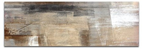 Paul Sinus Art Bilder Wand Bild - Kunstdruck 120x40cm Malerei Kunstwerk abstrakt braun beige