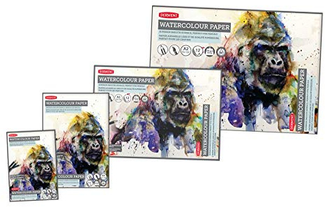Derwent A2 Aquarellpapier-Block, 12 Blatt, Säurefreies Aquarellpapier, Ideal für Wasserlösliche Stifte, Professionelle Qualität, 2301972