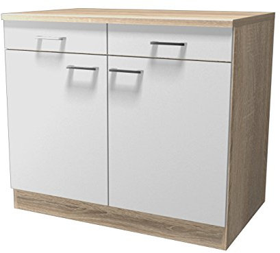 Flex-Well 00007535 Unterschrank Samoa weiß, Sonoma Eiche 100 x 85 x 60 cm