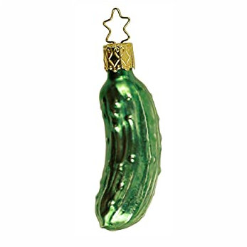 Christbaumschmuck Glas 7.5cm Weihnachtsgurke mundgeblasen handbemalt Weihnachtskugeln grün