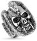 Mianova Herren Ring Edelstahl Massiv Breit Herrenring Männer Biker Rocker Schmuck Totenschädel mit Schlange Silber Größe 76 (24.2)