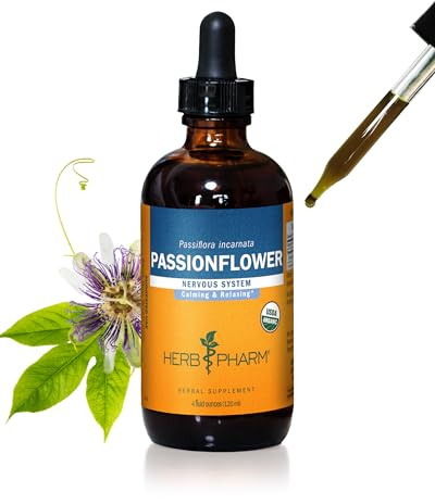 Herb Pharm Passionflower Liquid Extract: USDA Organic Calming Supplement, Passiflora incarnata for Exhausted Minds, Fast-Absorbing & Sugar-Free Passionflower Tincture, Up to ~12 Week Supply, 4 oz*