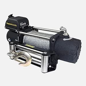 Horntools Seilwinde Alpha, 5,4 Tonnen Quick, Querstreben aus Edelstahl, Seilwinde für Auto, Offroad, Selbstbergung, Anhängerwinde, Bootswinde, Jagdwinde (Stahlseil, 12 Volt)