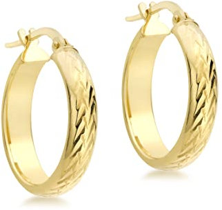 CARISSIMA Damen-Ohrringe 9 karat gelb Gold Diamond Cut Thick Band Creole