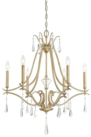 Minka Lavery 4446-582 Laurel Estate Chandelier, 6-Light, 360 Total Watts, 26.75-in H x 31.75-in W, Brio Gold
