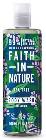 Faith In Nature Natural Tea Tree Tree Body Wash, Cleansing, Vegan and Cruelty Free, No SLS or Parabens, 400 ml