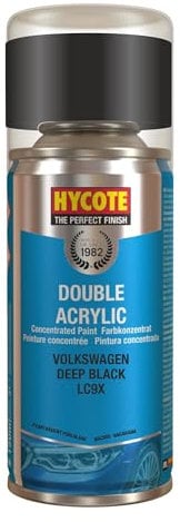 Hycote Double Acrylic Aerosol Car Spray Paint, Volkswagen - Deep Black, 150 ml