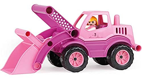 Lena 04103 - Prinzessin von Hohenzollern Schaufellader, ca. 33 cm, Baustellen Spielfahrzeug für Kinder ab 2 Jahre, besonders für Radlader mit funktionstüchtiger und verriegelbarer Schaufel, Stahlachsen und Spielfigur Mädchen Pink, Rosa