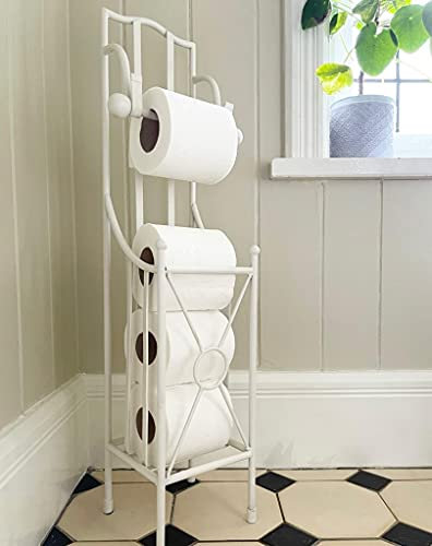 Black Country Metal Works Wraymond Floor Standing Toilet Roll Holder - Cream