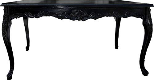 Casa Padrino Barock Esstisch Schwarz mit Glasplatte - Esszimmer Tisch - alle Grössen, Tisch Abmessungen:200 x 90 x H. 82 cm