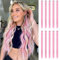 FESHFEN Extension de Cheveux Colorés, Couleur Rose Extensions de Cheveux 10 PCS Naturel Synthétique colorés Postiche Cheveux Long Raides Extensions de Cheveux pour Femmes 55 cm