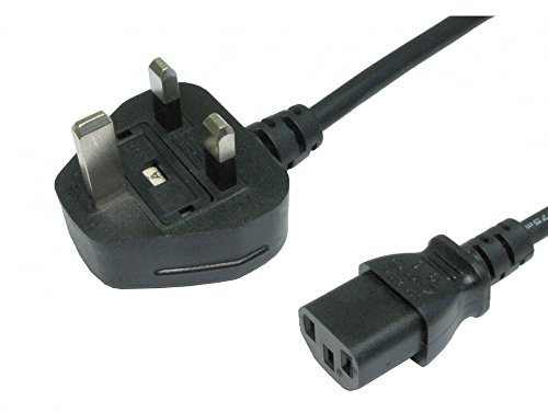 World of Data 5m C13 Lead - IEC C13 to UK 3-pin Mains Cable - 1.0mm Core, 13A Fuse, GTSA-3 N14586 - Moulded - Black