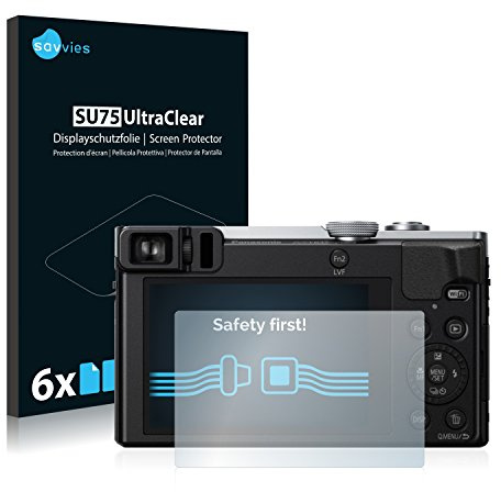 Savvies Protection Film compatible with Panasonic Lumix DMC-TZ70 | 6 Pack Clear Screen Protection Made in Germany Anti-Scratch Transparent Foil