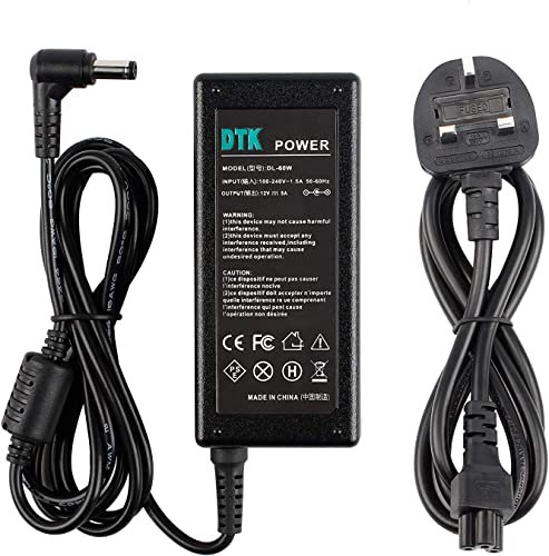 DTK 12V 5A 60W Mains AC Adapter Charger Power Supply for LCD TFT Monitors TVs DVD and other Equipments Power Cord Connector size: 5.5mm X 2.5mm