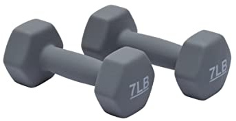 Amazon Basics Neoprene Dumbbell Hand Weights, Hexagon Shape, 7 Pounds, Pair, Light Grey