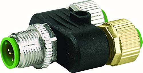 T-piece M12 plug to M12 socket Ger
