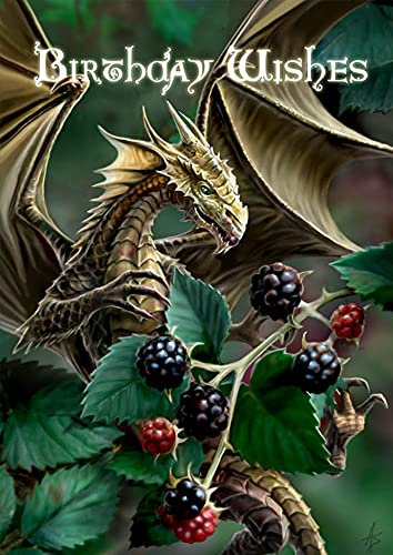 Geburtstagskarte von Anne Stokes, Motiv 'Brombeeren mit Drachen'