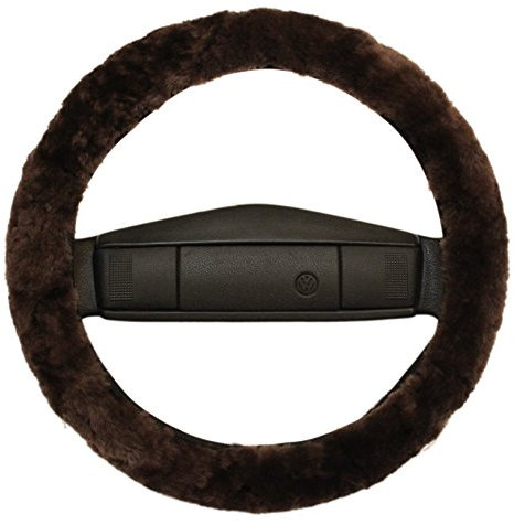 Reissner Lammfelle | LERA-15-MOC | Lenkradbezug Lenkradschoner Lenkradhülle für Auto und Wohnmobil | Echtes Merino Lammfell | Florhöhe 15mm | passend für ⌀40cm | Anti Rutsch | Farbe Mocca braun