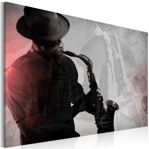 B&D XXL - Wandbilder Jazz 60x40 cm 1 tlg - Wand Deko Vlies Leinwand Bilder Groß Wanddeko Wohnzimmer Schlafzimmer Kunstdrucke - Musik 020105-10