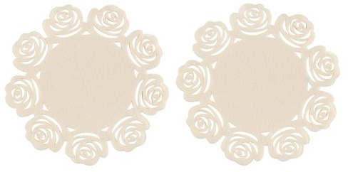 Premier Housewares Rose Design Placemats - Set of 2, Ivory