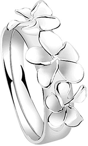 Nenalina Ring Silber 925 Damen Silberring Damenring polierte Oberfläche mit Blüten