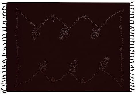 Ciffre Sarong Pareo Wickelrock Strandtuch Lunghi Stickerei Tuch Schlicht Uni Braun