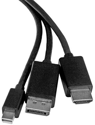 StarTech 6ft HDMI or Mini DP to HDMI Cable, Passive, 4K 30Hz (DPMDPHD2HD) | 2m, HDMI, DP or Mini DP input, Three sources to one HDMI, Boardroom and classroom ready, Single cable for multiple sources