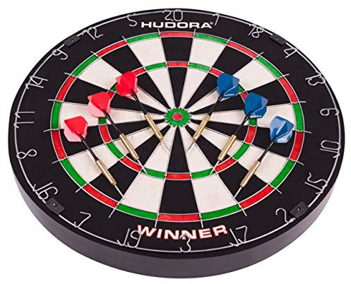 HUDORA Dartscheibe Bristle Dartboard Winner, inkl. 6 Dartpfeile mit Metallspitze - 77032