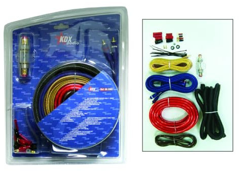 KDX-Audio Kit de Potencia. Kit de cableado para instalación amplificadores o subwoofers de Coche AWG 7-10mm2. Cable RCA, Cable de alimentación, Cable de Masa y terminales.