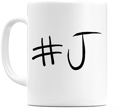 WeDoMugs Hashtag Letter J Ceramic 11oz Coffee Tea Gift Mug Cup
