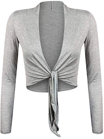 Glamexx24 Damen elegante Bolero Jäckchen Langarm Achselzucken Strickjacke BL0001, Grau, Gr.- S/M