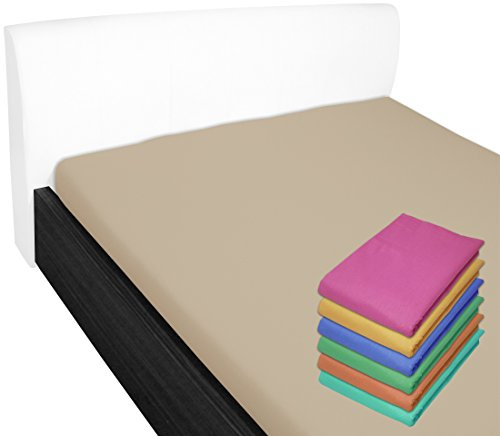 Bettlaken 240x250 cm ohne Gummizug 100% Baumwolle Beige | Glatte Betttuch ohne Spanngummi Atmungsaktiv, Hypoallergen, Waschbar - Hotel Laken Haustuch Renforce Baumwollstoff