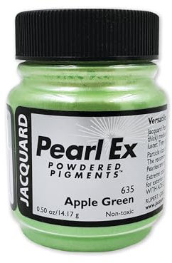 Jacquard Pearl Ex Pigment Powder 0.5 oz Apple Green - Loose Mica Powder for Epoxy Resin, Watercolors, Calligraphy Ink & Clay - Epoxy Pigment Powder - Epoxy Resin Color