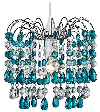Contemporary Pendant Shade with Teal Acrylic Droplets by Happy Homewares