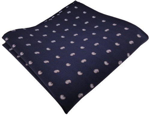 TigerTie Designer Seideneinstecktuch in blau dunkelblau silber Paisley gemustert