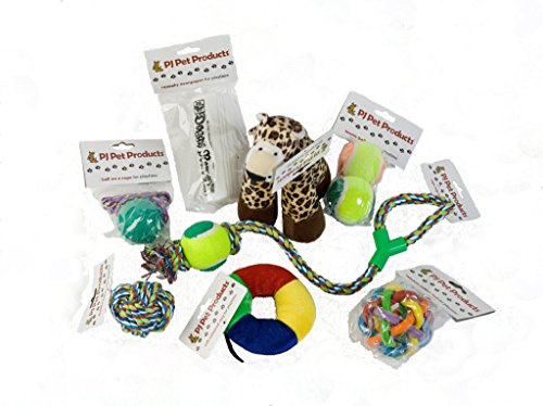 PJ Pet Products Value Pack of 8 Mixed Dog Toys | Variety of play options, Encourages activity, Durable construction, Interactive entertainment, Suitable for dogs
