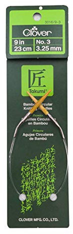 Clover Takumi Rundstricknadeln aus Bambus, 22,9 cm, Größe 3/3,25 mm