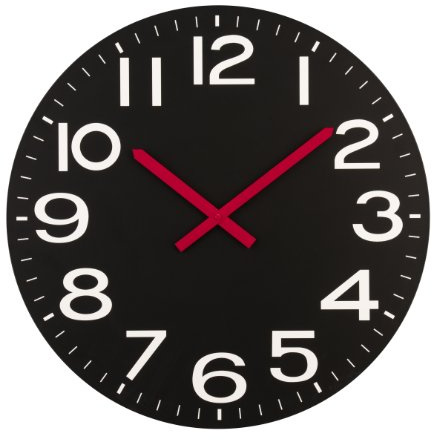 Premier Housewares Wall Clock with Red Hands - Black