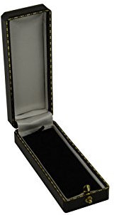 Schatulle für Anhänger (AQ-6BK), qualitativ hochwertig, antiker Stil, Schwarz, Kunstleder, dünn, mit goldenem Rand