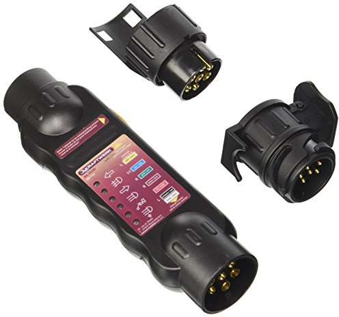 KRAFTWERK Anhänger Prüfgerät | Anhänger Tester inkl. 2 Adapter für 7 polig und 13 polig | Anhängerkupplung Tester mit klar ablesbarer LED Anzeige | KRAFTWERK Anhänger Licht Prüfgerät Art. Nr.: 31133