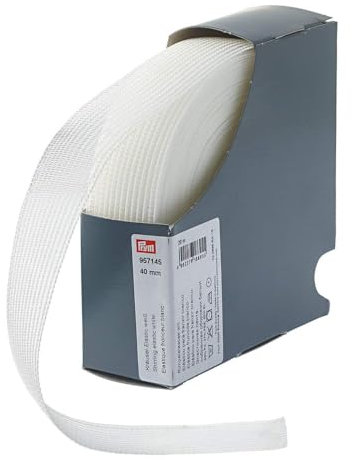 Prym Elasticband Shirring Elástico, 53% PA 27% PES 20% EL, Blanco, 40 mm