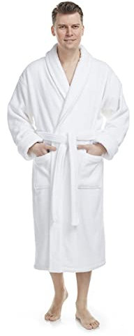 Arus Herren Bademantel Deluxe Frottee Türkische Baumwolle - Weiß - X-Large