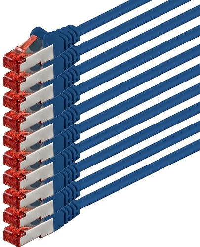10x 3 mètres - Câble patch câble réseau Cat 6 Cat6 RJ45 SFTP - bleu
