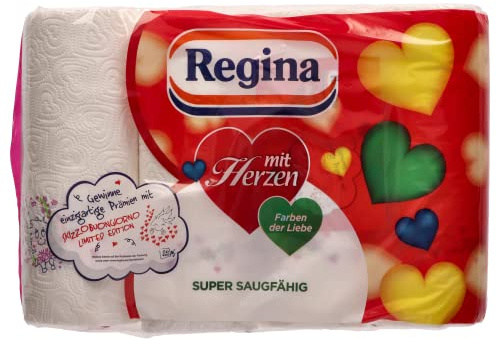Regina mit Herzen Haushaltstücher 3-lagig, 4 Rollen 45 Blatt